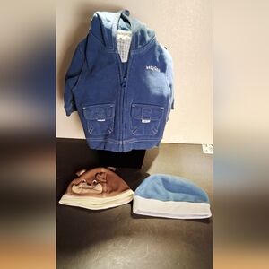 Baby Gear Blue Hooded Puffer Jacket with Hats